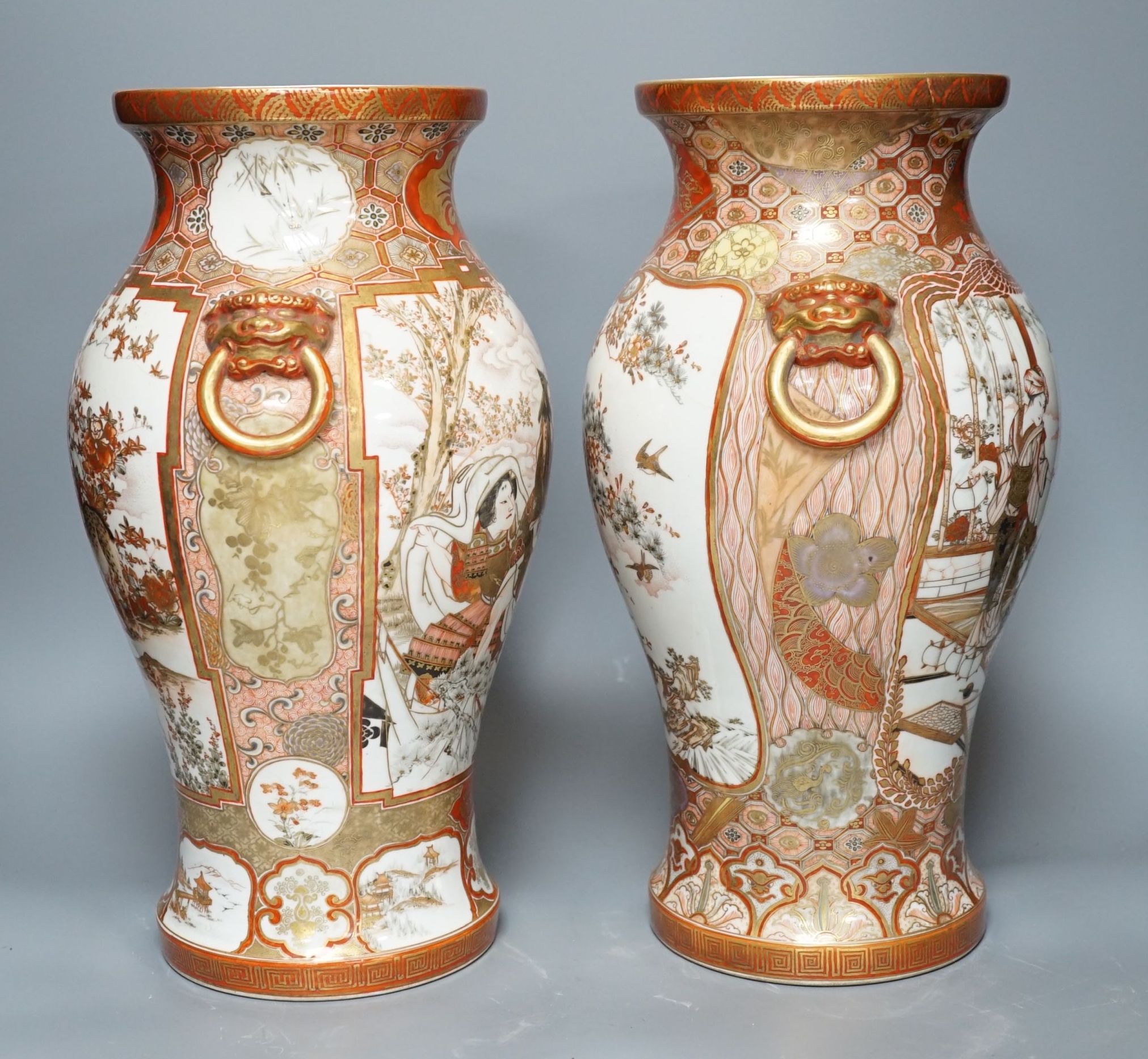 A pair of Japanese Kutani vases (one a.f.) - 37cm high